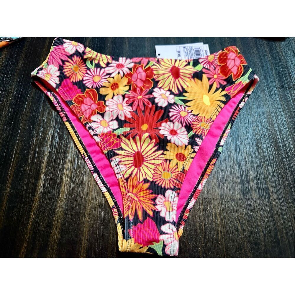 Wild Fable NWT size S multicolored floral bikini bottoms high waist cheeky